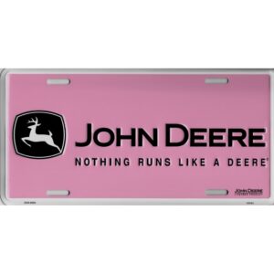 05M-8995 6 x 12 in. John Deere Pink Metal License Plate