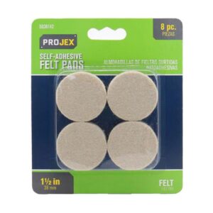 1.5 in. Round Felt Self Adhesive Protective Pad, White - Pack of 8