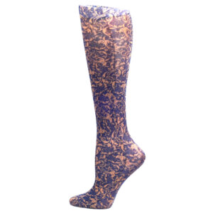 10 in. Womens Ankle Sock with Damask Pattern, Navy