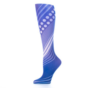 10 in. Womens Ankle Sock with Diagonal Dots Blue Pattern, Blue