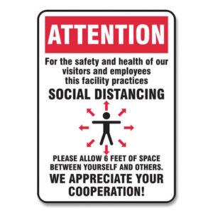 10 x 7 in. Social Distance Signs - Red & White