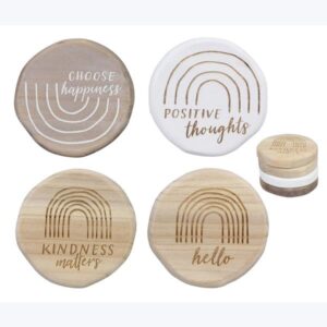 12632 Wood Modern Organic Coaster, 4 Piece Per Set