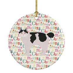 2.8 x 2.8 in. Unisex Kurilian Bobtail No.2 Cat Christmas Ceramic Ornament