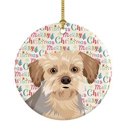 2.8 x 2.8 in. Unisex Yorkie Blue & Tan No.1 Christmas Ceramic Ornament
