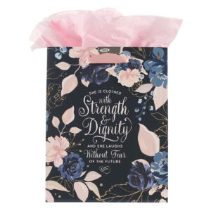 264066 She is Clothed with Strength Proverb 31-25 Gift Bag, Medium