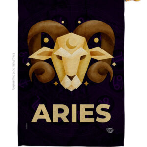 28 x 40 in. Aries House Flag Interests Zodiac Double-Sided Decorative Vertical Flags Decoration Banner Garden Yard Gift