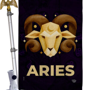 28 x 40 in. Aries House Flag Set Interests Zodiac Double-Sided Decorative Vertical Flags & Decoration Banner Garden Yard Gift