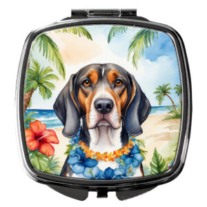 3 x 2.75 in. American English Coonhound Luau Compact Mirror