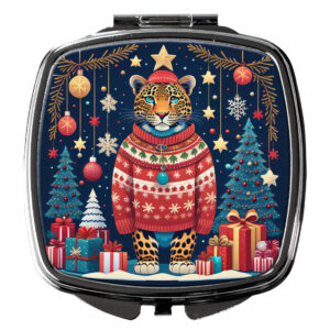 3 x 2.75 in. Leopard Christmas Compact Mirror