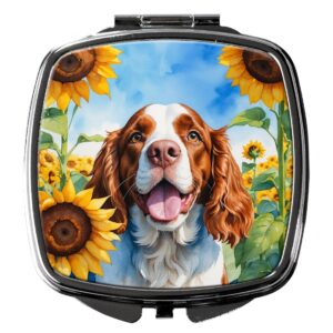 3 x 2.75 in. Welsh Springer Spaniel in Sunflowers Compact Mirror