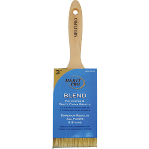 35 3 in. White China Bristle Polyester Beavertail Brush - White - 3 in.