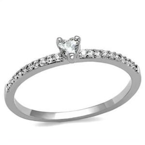 3W1224-8 Women Rhodium Brass Ring with AAA Grade CZ in Clear - Size 8