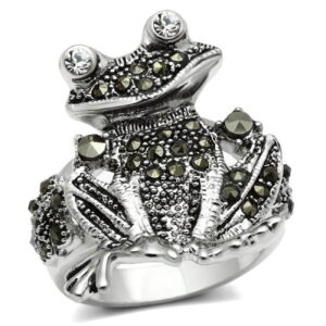 3W205-8 Rhodium Brass Ring with Top Grade Crystal, Clear - Size 8