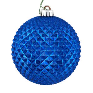 4 in. Blue Durian Glitter Ball Ornament 6 per Bag