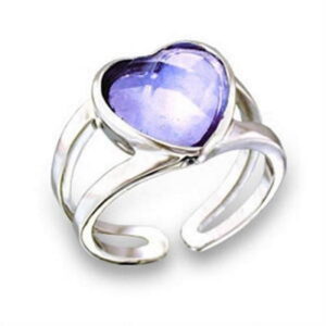 411811-7 Rhodium Brass Ring with AAA Grade CZ, Light Amethyst - Size 7