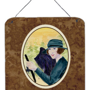 6 x 6 in. Lady driving with her Briard Aluminium Metal Wall or Door Hanging Prints