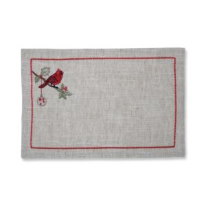 629964 Christmas Cardinal Placemat, Green - Set of 2