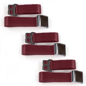 662576 Burgandy Lap Bench Seat Belt Kit for 1977-1979 Ford Thunderbird Airplane 2 Point - 3 Belts