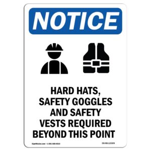 7 x 10 in. OSHA Notice Sign - Hard Hats, Safety