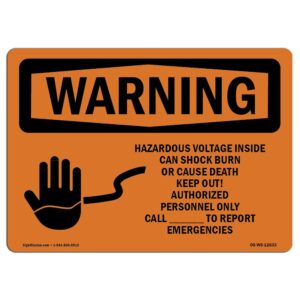 7 x 10 in. OSHA Warning Sign - Hazardous Voltage Inside with Symbol