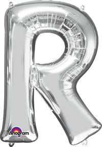 78424 32 in. Letter R Silver Supershape Foil Balloon