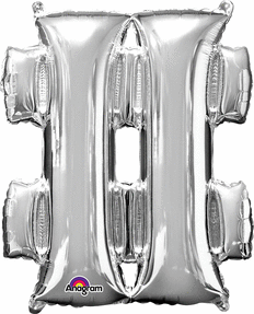 78444 33 in. Symbol Number Sign Silver Supershape Foil Balloon