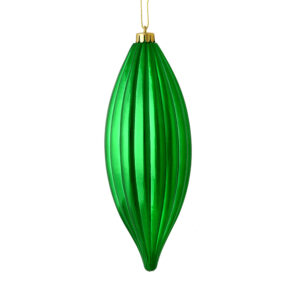 8 in. Green Shiny Line Finial Ornament 4 per Bag