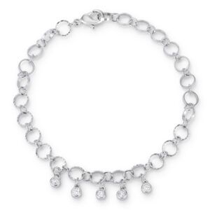 8 in. Stunning 0.55 CT Rhodium Bracelet with Cubic Zirconia Charms - Clear