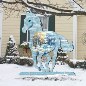 8198155F 32 in. Running Pony Scenic Free-Standing Garden Decor