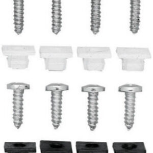 93322 Deluxe License Plate Fastener, White, 4 Pack