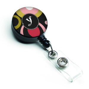 AM1001-YBR Letter Y Monogram Retro in Black Retractable Badge Reel