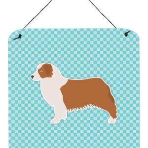 Australian Shepherd Dog Checkerboard Blue Wall or Door Hanging Prints