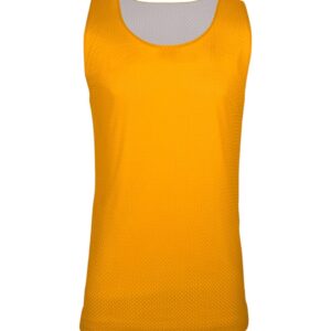 B93985123 Womens Reversible Mesh Tank Top, Gold & White - Small