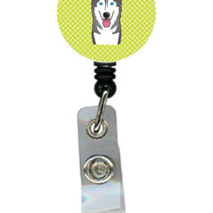BB1280BR Checkerboard Lime Green Alaskan Malamute Retractable Badge Reel