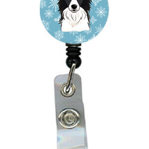 BB1675BR Snowflake Border Collie Retractable Badge Reel