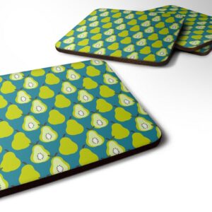 BB5138FC Pears on Green Foam Coaster, Set of 4