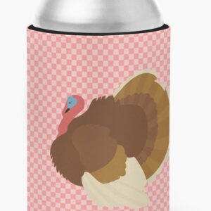 BB7990CC French Turkey Dindon Pink Check Can or Bottle Hugger