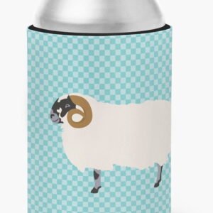 BB8147CC Scottish Blackface Sheep Blue Check Can or Bottle Hugger