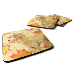 BB9959FC Italian Greyhound Fall Foam Coaster, 3.5 x 3.5 in. - Set of 4