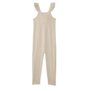 Barefoot Dreams Kids CozyChic(r) Ultra Lite Ruffle Onesie (Toddler) (Stone) Kid's Pajama Sets