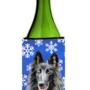 Belgian Sheepdog Winter Snowflakes Holiday Wine bottle sleeve Hugger