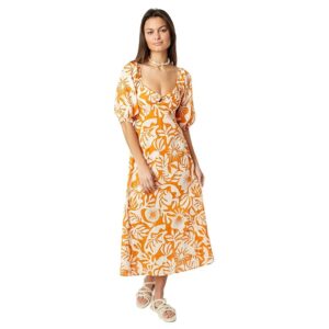 Billabong Paradise Cove 2 Midi Dress (Dried Mango) Women's Clothing