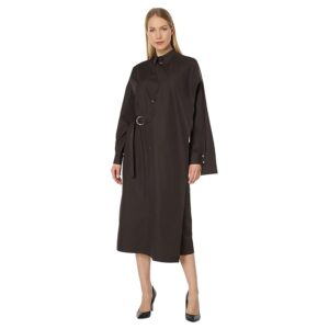 Boyarovskaya Cotton Dress with Belt (Brown) Women's Dress