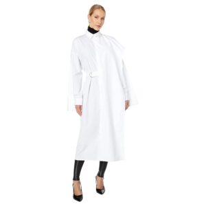 Boyarovskaya Cotton Dress with Belt (White) Women's Dress