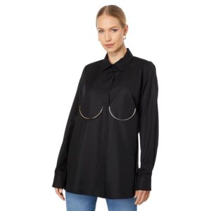 Boyarovskaya Cotton Shirt with Metal (Black) Women's Blouse