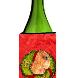 Brussels Griffon Christmas Wreath Wine bottle sleeve Hugger - 24 oz.