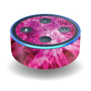 CF-AMEDOT2-Red Mystic Flames Carbon Fiber Skin Decal Wrap for Amazon Echo Dot 2nd Gen - Red Mystic Flames