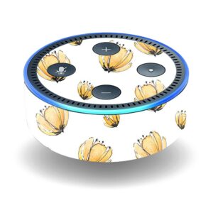 CF-AMEDOT2-Yellow Poppy Carbon Fiber Skin Decal Wrap for Amazon Echo Dot 2nd Gen - Yellow Poppy