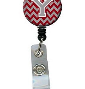 CJ1043-YBR Letter Y Chevron Crimson & Grey Retractable Badge Reel, 5 x 1 x 2 in.