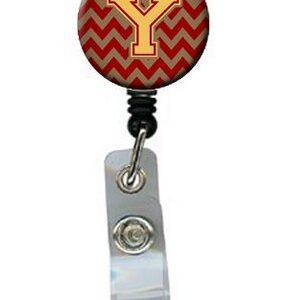 CJ1048-YBR Letter Y Chevron Garnet & Gold Retractable Badge Reel